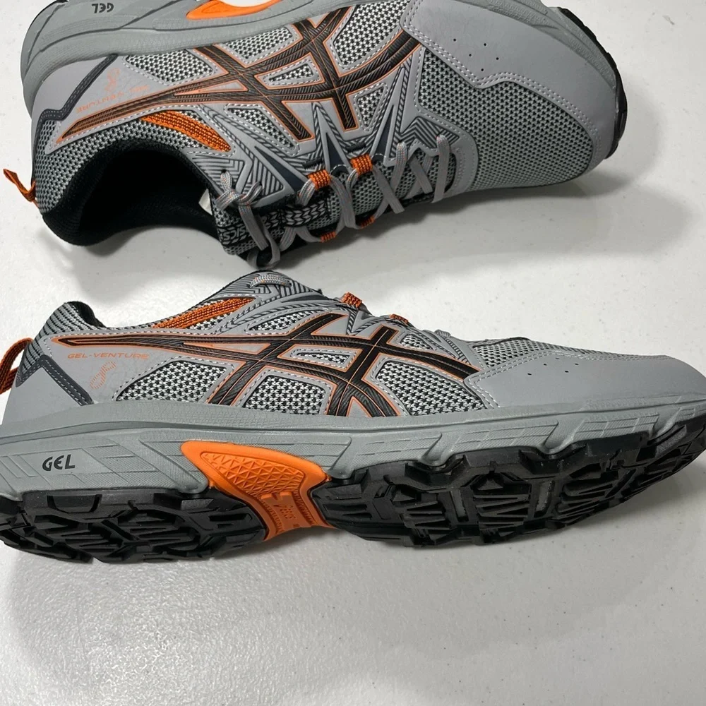 Asics Gray and Orange Gel-Venture 8 Running Sheet Rock Habanero Shoes Sz 13 SB-